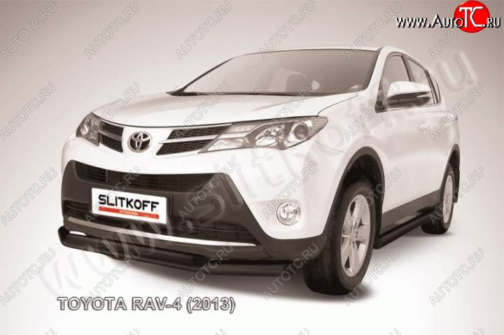 10 249 р. Защита переднего бампер Slitkoff  Toyota RAV4  XA40 (2012-2015) 5 дв. дорестайлинг (Цвет: серебристый)  с доставкой в г. Таганрог