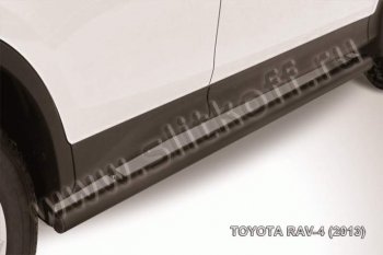 9 649 р. Защита порогов Slitkoff  Toyota RAV4  XA40 (2012-2015) 5 дв. дорестайлинг (Цвет: серебристый)  с доставкой в г. Таганрог. Увеличить фотографию 1