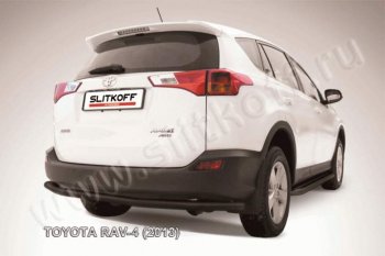 8 199 р. Защита задняя Slitkoff  Toyota RAV4  XA40 (2012-2015) 5 дв. дорестайлинг (Цвет: серебристый)  с доставкой в г. Таганрог. Увеличить фотографию 1