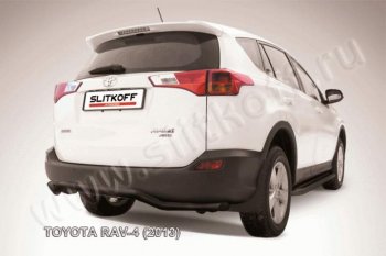 8 999 р. Защита задняя Slitkoff  Toyota RAV4  XA40 (2012-2015) 5 дв. дорестайлинг (Цвет: серебристый)  с доставкой в г. Таганрог. Увеличить фотографию 1