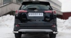 14 999 р. Защита заднего бампера (Ø63 мм уголки, нержавейка) SLITKOFF  Toyota RAV4  XA40 (2015-2019) 5 дв. рестайлинг  с доставкой в г. Таганрог. Увеличить фотографию 1