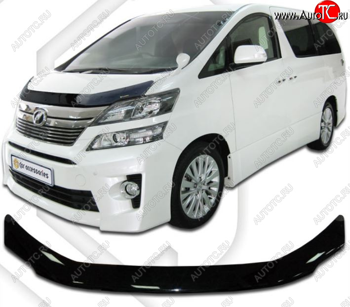 2 099 р. Дефлектор капота CA-Plastiс  Toyota Vellfire (2008-2015) (Classic черный, Без надписи)  с доставкой в г. Таганрог