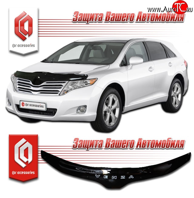 2 199 р. Дефлектор капота CA-Plastic  Toyota Venza  GV10 (2012-2016) рестайлинг (Classic черный, Без надписи)  с доставкой в г. Таганрог