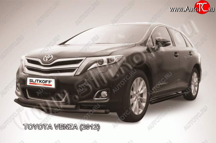 12 249 р. Защита переднего бампер Slitkoff Toyota Venza GV10 рестайлинг (2012-2016) (Цвет: серебристый)  с доставкой в г. Таганрог