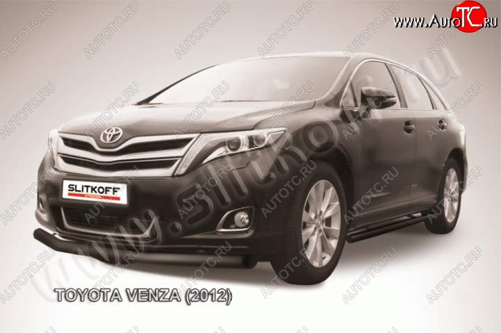 11 399 р. Защита переднего бампер Slitkoff  Toyota Venza  GV10 (2012-2016) рестайлинг (Цвет: серебристый)  с доставкой в г. Таганрог