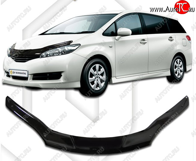 2 159 р. Дефлектор капота CA-Plastic  Toyota Wish  XE20 (2009-2017) дорестайлинг, рестайлинг (Classic черный, Без надписи)  с доставкой в г. Таганрог