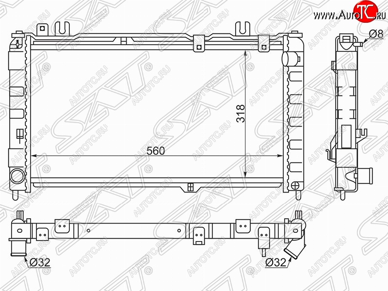 3 789 р. Радиатор двигателя (трубчатый) SAT  Datsun mi-DO, on-DO, ВИС 2349 бортовой, Лада 2349 (бортовой)  с доставкой в г. Таганрог