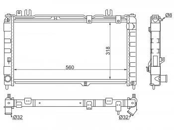 Радиатор двигателя (трубчатый, МКПП) SAT Лада Калина 1118 седан (2004-2013)