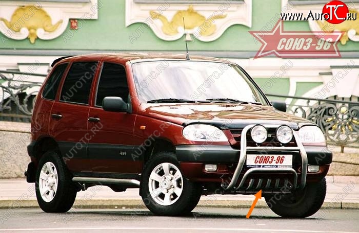 8 549 р. Защита переднего бампера нижняя Souz-96 Акула. Chevrolet Niva 2123 дорестайлинг (2002-2008)  с доставкой в г. Таганрог