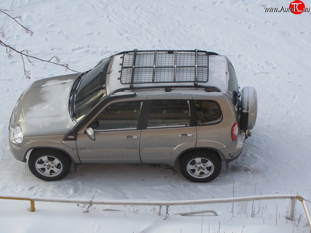 7 299 р. Экспедиционный багажник Спринт (установка на штатные рейлинги)  Chevrolet Niva  2123 (2002-2020), Лада 2123 (Нива Шевроле) (2002-2021), Лада Нива Трэвел (2021-2024)  с доставкой в г. Таганрог