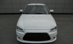 9 399 р. Передний бампер Lancer Style Лада Приора 2170 седан дорестайлинг (2007-2014) (Неокрашенный)  с доставкой в г. Таганрог. Увеличить фотографию 2