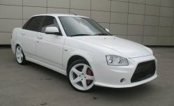 9 399 р. Передний бампер Lancer Style Лада Приора 2170 седан дорестайлинг (2007-2014) (Неокрашенный)  с доставкой в г. Таганрог. Увеличить фотографию 4