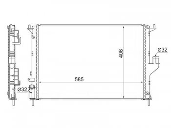 Радиатор двигателя (пластинчатый, МКПП, с кондиционером) SAT Renault Duster HS дорестайлинг (2010-2015)