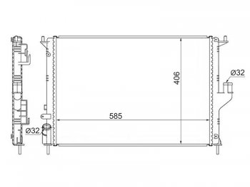 2 899 р. Радиатор двигателя (1.4/1.6/2.0) SAT  Nissan Almera  G15 (2012-2019), Renault Duster  HS (2010-2015), Renault Logan  1 (2004-2016), Renault Sandero  (BS) (2009-2014), Renault Sandero Stepway  (BS) (2010-2014), Лада Ларгус (2012-2025)  с доставкой в г. Таганрог. Увеличить фотографию 1