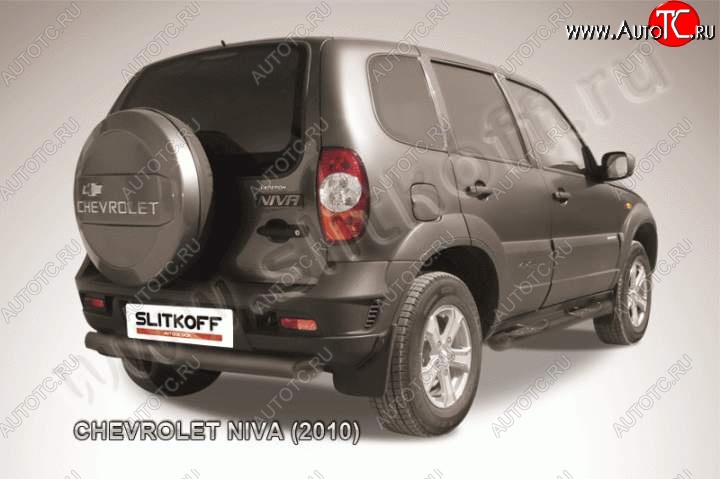 6 399 р. Защита задняя Slitkoff Slitkoff (d76, черная)  Chevrolet Niva  2123 (2009-2020), Лада 2123 (Нива Шевроле) (2009-2021) (Цвет: серебристый)  с доставкой в г. Таганрог