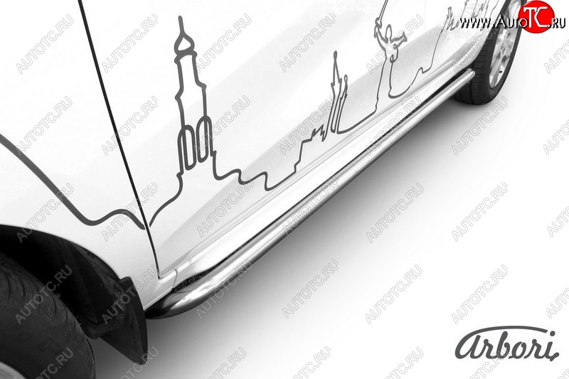 13 399 р. Защита штатных порогов Arbori (с гибами, нержавейка, d42 mm).  Лада XRAY (2016-2022)  с доставкой в г. Таганрог