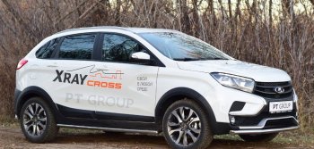 11 499 р. Защита переднего бампера одинарная из трубы d51 мм Cross Petroil Tuning Лада XRAY (2016-2022) (Нержавеющая полированная сталь)  с доставкой в г. Таганрог. Увеличить фотографию 2