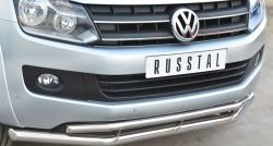 15 999 р. Защита переднего бампера (2 трубыØ63 и 42 мм, нержавейка) SLITKOFF Volkswagen Amarok дорестайлинг (2009-2016)  с доставкой в г. Таганрог. Увеличить фотографию 2