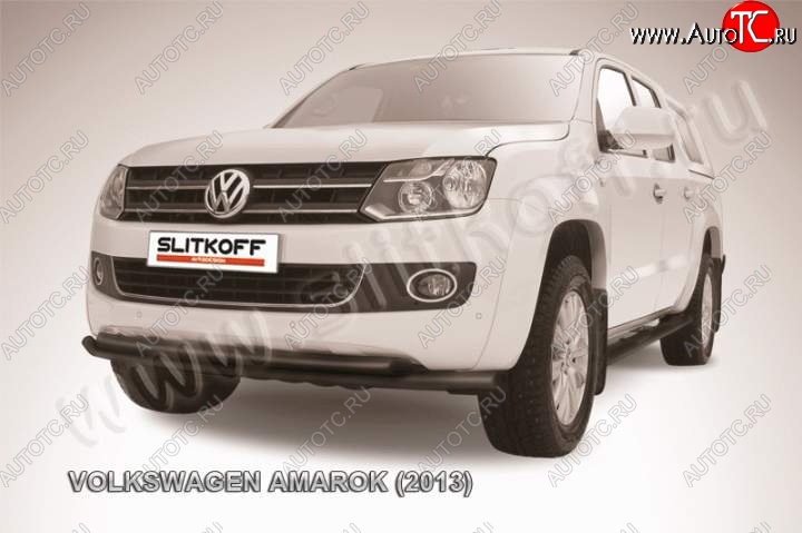 12 599 р. Защита переднего бампер Slitkoff  Volkswagen Amarok (2009-2016) дорестайлинг (Цвет: серебристый)  с доставкой в г. Таганрог