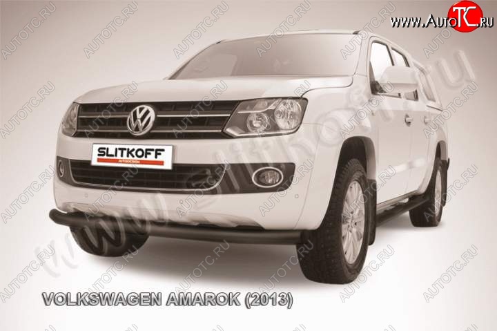 10 399 р. Защита переднего бампер Slitkoff Volkswagen Amarok дорестайлинг (2009-2016) (Цвет: серебристый)  с доставкой в г. Таганрог