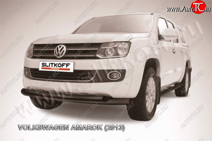 17 799 р. Защита переднего бампер Slitkoff  Volkswagen Amarok (2009-2016) дорестайлинг (Цвет: серебристый)  с доставкой в г. Таганрог