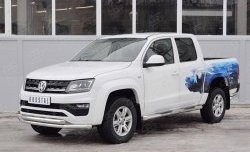 18 549 р. Защита переднего бампера (2 трубыØ63 мм, нержавейка) SLITKOFF  Volkswagen Amarok (2016-2022) рестайлинг  с доставкой в г. Таганрог. Увеличить фотографию 2