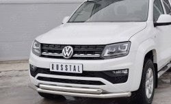 18 549 р. Защита переднего бампера (2 трубыØ63 мм, нержавейка) SLITKOFF  Volkswagen Amarok (2016-2022) рестайлинг  с доставкой в г. Таганрог. Увеличить фотографию 3