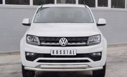 18 549 р. Защита переднего бампера (2 трубыØ63 мм, нержавейка) SLITKOFF  Volkswagen Amarok (2016-2022) рестайлинг  с доставкой в г. Таганрог. Увеличить фотографию 1