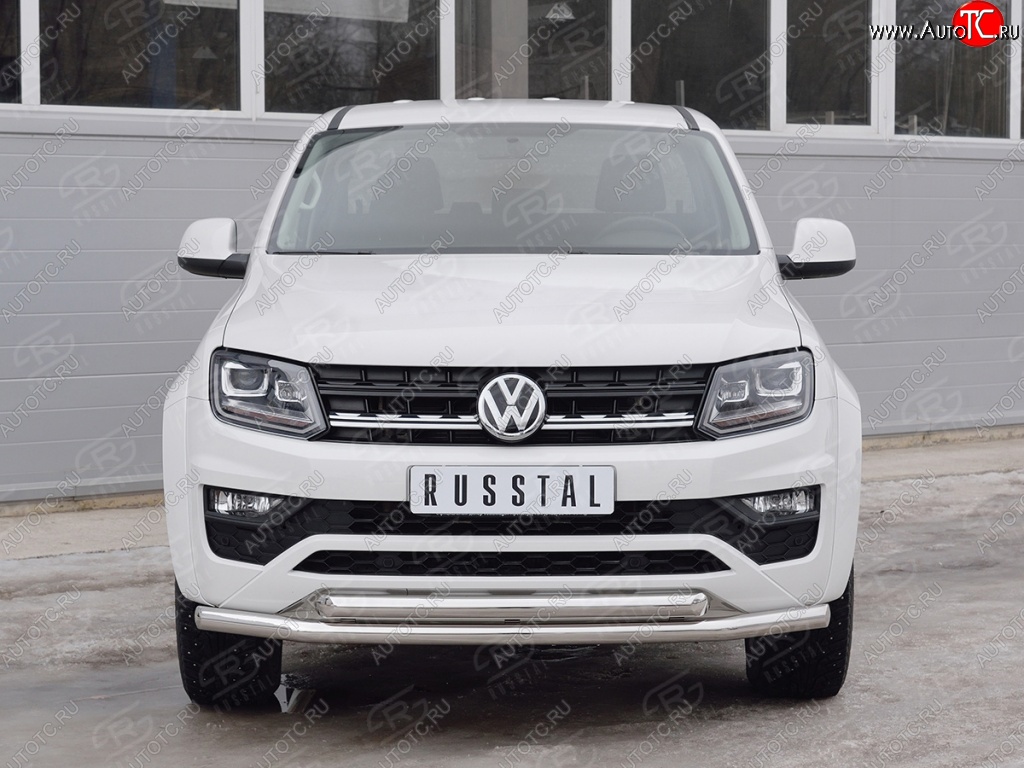 18 549 р. Защита переднего бампера (2 трубыØ63 мм, нержавейка) SLITKOFF  Volkswagen Amarok (2016-2022) рестайлинг  с доставкой в г. Таганрог