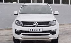 Защита переднего бампера (2 трубыØ63 и 75х42 мм, нержавейка) Russtal Volkswagen Amarok рестайлинг (2016-2022)