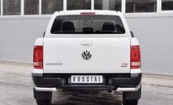 Защита заднего бампера (2 трубы Ø63 и 42 мм уголки, нержавейка) SLITKOFF Volkswagen Amarok рестайлинг (2016-2022)