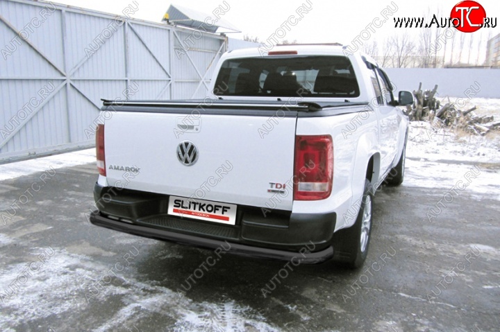 13 999 р. Защита задняя Slitkoff  Volkswagen Amarok (2016-2022) рестайлинг (Цвет: серебристый)  с доставкой в г. Таганрог