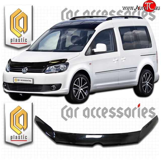 2 099 р. Дефлектор капота (левый руль) CA-Plastic  Volkswagen Caddy  2K (2010-2015) рестайлинг (Classic черный, Без надписи)  с доставкой в г. Таганрог