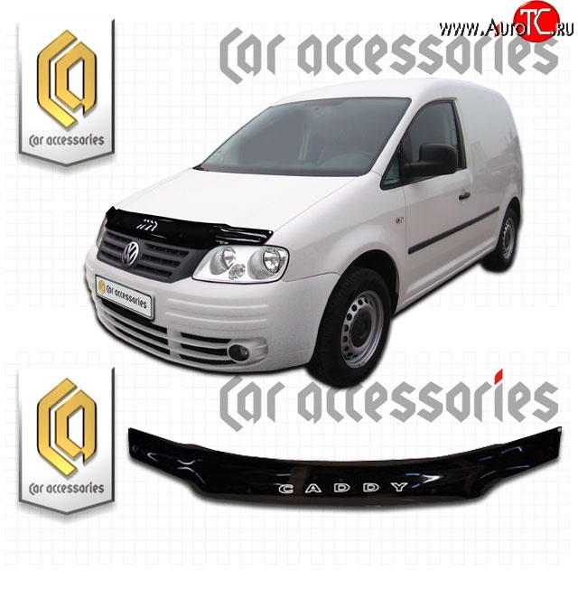 1 999 р. Дефлектор капота CA Plastic  Volkswagen Caddy  2K (2003-2010) дорестайлинг (Classic черный, Без надписи)  с доставкой в г. Таганрог