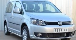 14 849 р. Защита порогов из круглой трубы диаметром 63 мм (рестайлинг) Russtal Volkswagen Caddy 2K дорестайлинг (2003-2010) (Защита порогов с со скосами на торцах (вариант 1))  с доставкой в г. Таганрог. Увеличить фотографию 4