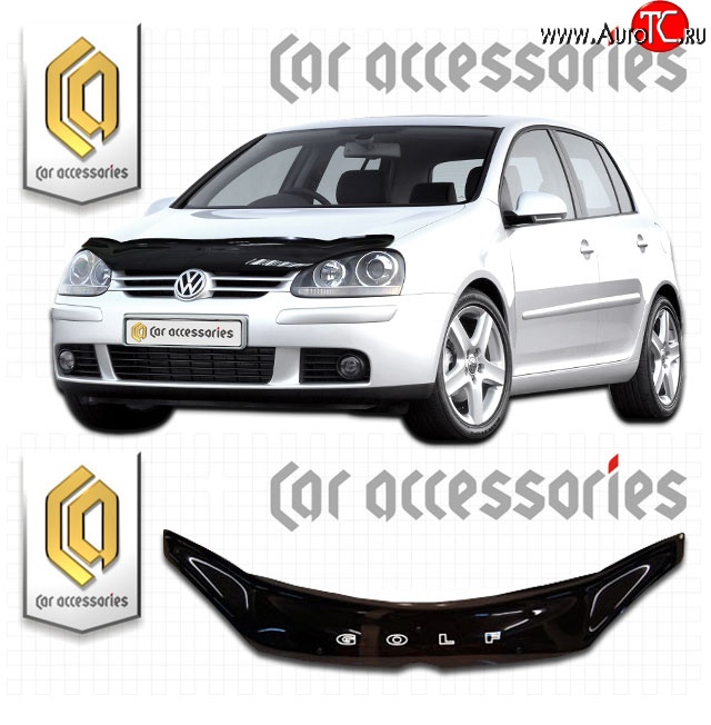 2 159 р. Дефлектор капота CA-Plastic  Volkswagen Golf  5 (2003-2009) универсал, хэтчбэк (Classic черный, Без надписи)  с доставкой в г. Таганрог