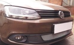 1 539 р. Сетка на бампер Russtal (хром)  Volkswagen Jetta  A6 (2011-2015) седан дорестайлинг  с доставкой в г. Таганрог. Увеличить фотографию 1