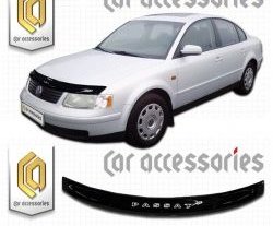 1 999 р. Дефлектор капота CA Plastic  Volkswagen Passat  B5 (1996-2000) седан дорестайлинг, универсал дорестайлинг (Classic черный, Без надписи)  с доставкой в г. Таганрог. Увеличить фотографию 1