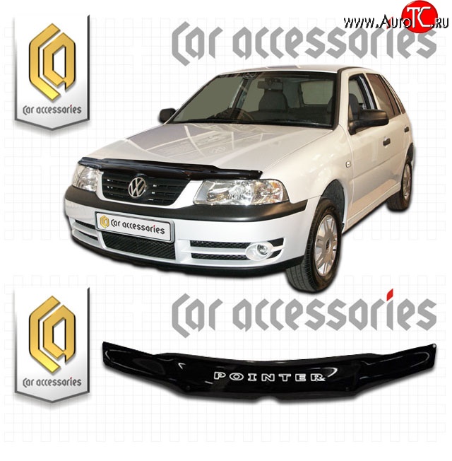 1 999 р. Дефлектор капота CA Plastic  Volkswagen Pointer (2006-2009) (Classic черный, Без надписи)  с доставкой в г. Таганрог