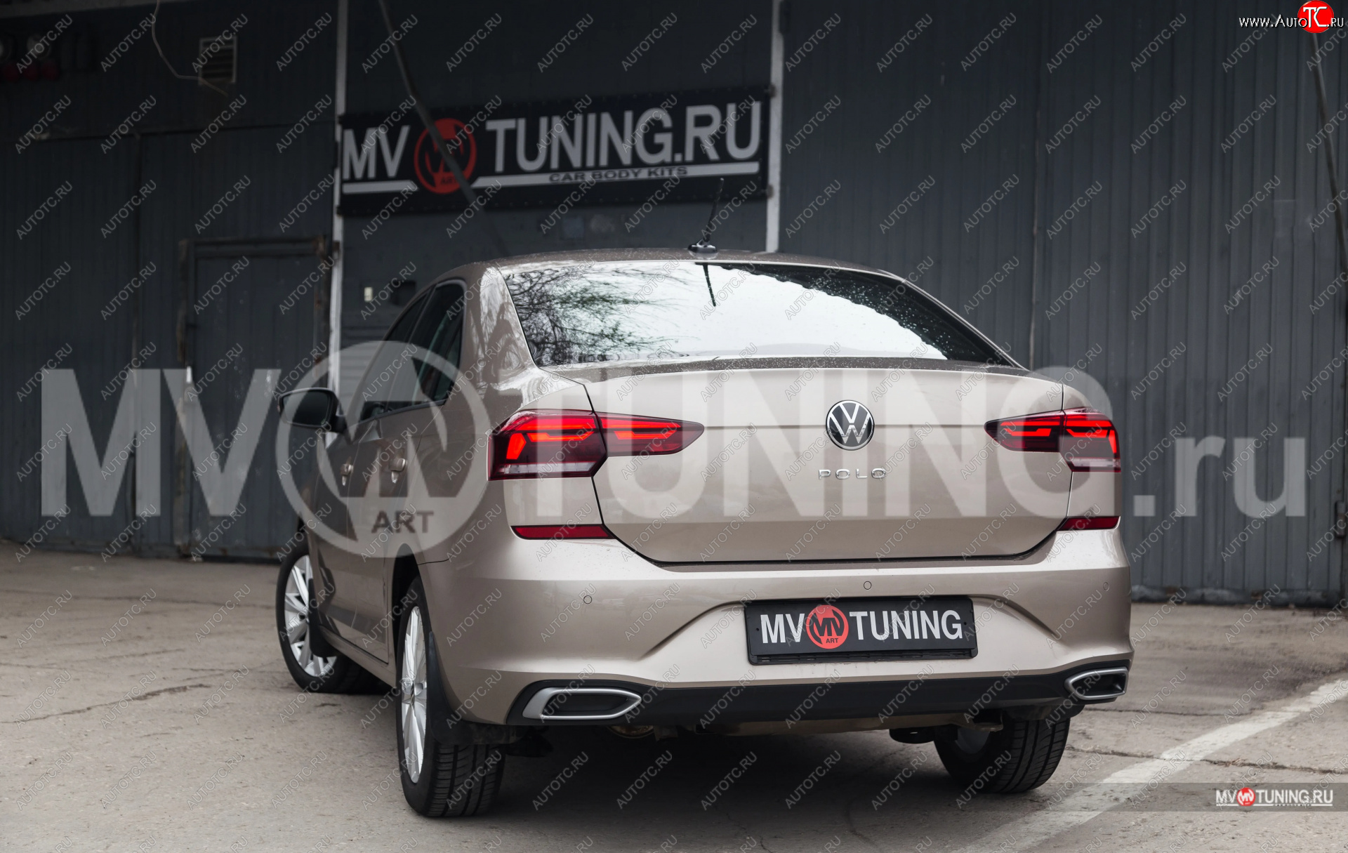 4 999 р. Имитация насадок глушителя MV-Tuning  Volkswagen Polo  Mk6 (2020-2022) лифтбек (SILVER (серебро))  с доставкой в г. Таганрог