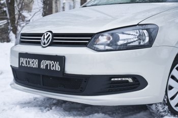 1 699 р. Защитная сетка решетки переднего бампера RA  Volkswagen Polo  5 (2009-2015) седан дорестайлинг  с доставкой в г. Таганрог. Увеличить фотографию 3