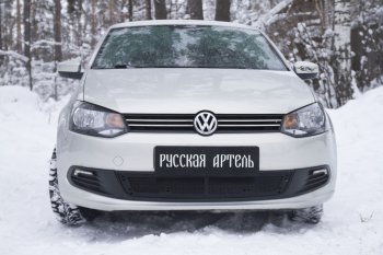 1 699 р. Защитная сетка решетки переднего бампера RA  Volkswagen Polo  5 (2009-2015) седан дорестайлинг  с доставкой в г. Таганрог. Увеличить фотографию 1