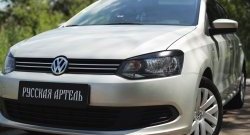 1 629 р. Реснички на фары RA  Volkswagen Polo  5 (2009-2015) хэтчбек дорестайлинг (Неокрашенные)  с доставкой в г. Таганрог. Увеличить фотографию 2