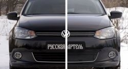 2 059 р. Защитная сетка решетки переднего бампера РА (Highline) Volkswagen Polo 5 хэтчбек дорестайлинг (2009-2015)  с доставкой в г. Таганрог. Увеличить фотографию 6