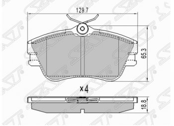 1 299 р. Комплект передних тормозных колодок SAT (R15)  Volkswagen Caravelle  T4 - Transporter  T4  с доставкой в г. Таганрог. Увеличить фотографию 1