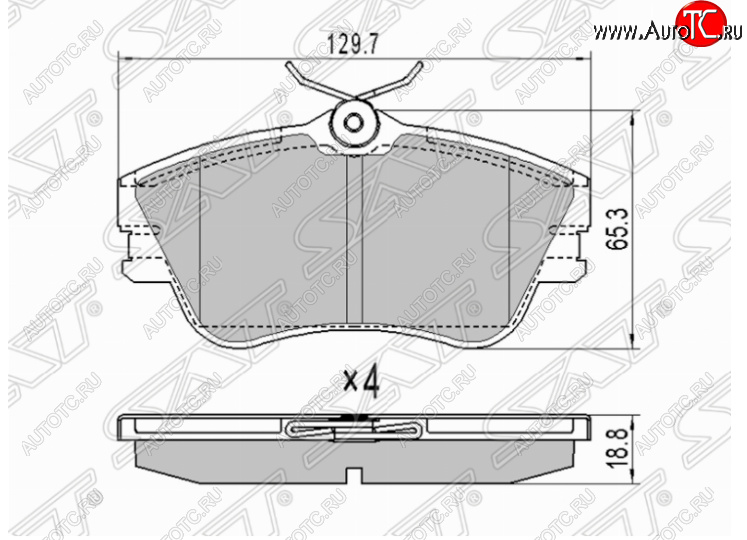 1 299 р. Комплект передних тормозных колодок SAT (R15)  Volkswagen Caravelle  T4 - Transporter  T4  с доставкой в г. Таганрог