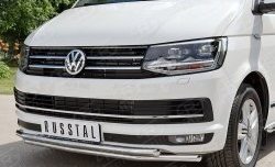 21 699 р. Защита переднего бампера (2 трубыØ42 мм, нержавейка) SLITKOFF  Volkswagen Caravelle  T6 - Transporter  T6  с доставкой в г. Таганрог. Увеличить фотографию 3