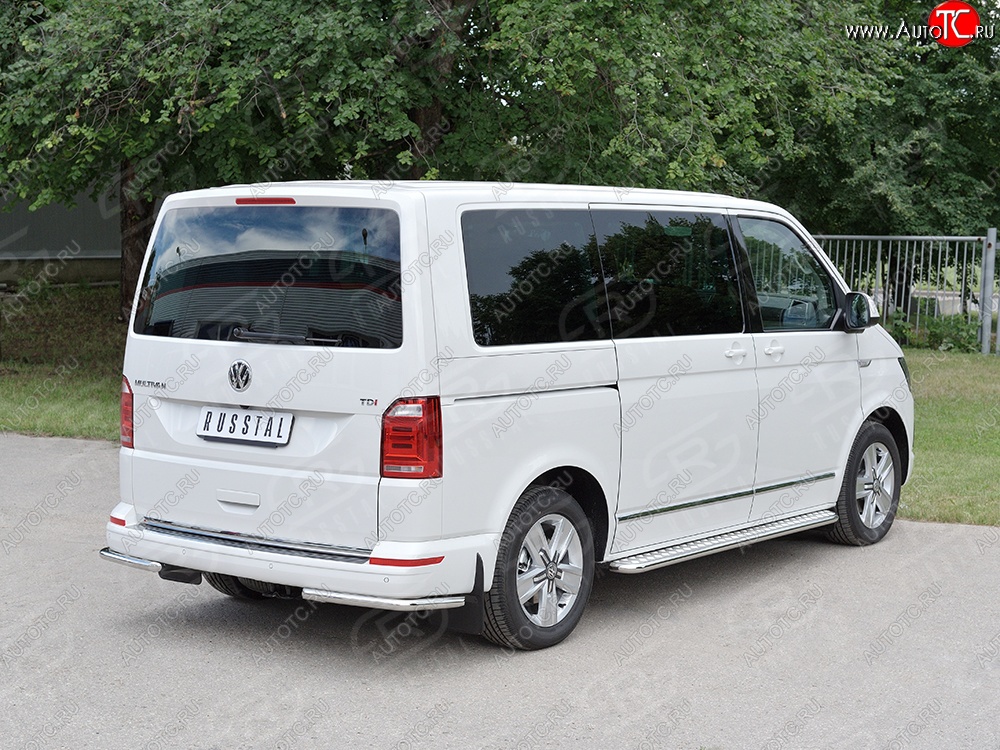 14 449 р. Защита заднего бампера (Ø42 мм, нержавейка, уголки) SLITKOFF  Volkswagen Caravelle  T6 - Transporter  T6  с доставкой в г. Таганрог