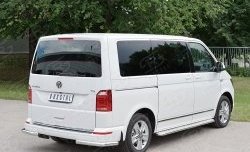 Защита заднего бампера (Ø63 мм уголки, нержавейка, длинная база) SLITKOFF Volkswagen Transporter T5 рестайлинг (2009-2015)