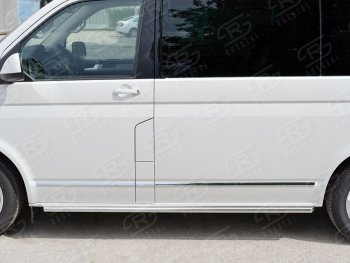 11 999 р. Правая защита порогов SLITKOFF из круглой трубы d63 мм Volkswagen Multivan T6 дорестайлинг (2016-2019)  с доставкой в г. Таганрог. Увеличить фотографию 2